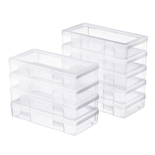 Image of 9 Pack Medium Clear Plastic Storage Boxes with Lids, Craft Jewelry Life Item Organizer for Puzzles, Pens, Rings, Needle and Thread, Nail Polish, Remote Controls