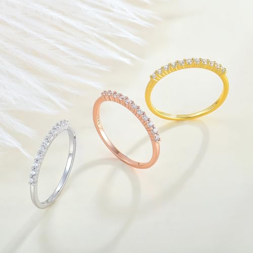 STARCHENIE Stackable Ring for Women 925 Sterling Silver Eternity Band Thin Rings Size 5-102