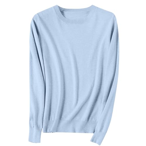 OIOLOYJM Fall Cashmere Sweaters for Women 2025 Crewneck Long Sleeve Tops Knitted Pullovers Lightweight Merino Wool Sweater