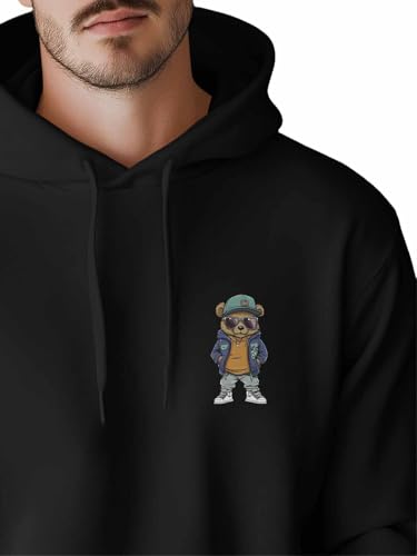 Vandarllin Mens Hoodie Cartoon Brown Bears Hoodie Sweatshirts for Men Long Sleeve Graffiti Drawstring Pullover with Pocket4