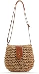 Women Small Straw Beach Bag Summer Crossbody Bag Bohemian Handmade Woven Shoulder Handbags Purse for Holiday Travel