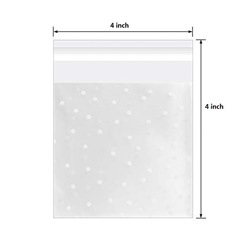 200 Pcs Self Adhesive Cookie Bags Cellophane Treat Bags Thank You Cookie Bags for Gift Giving with Stickers(4x4in)