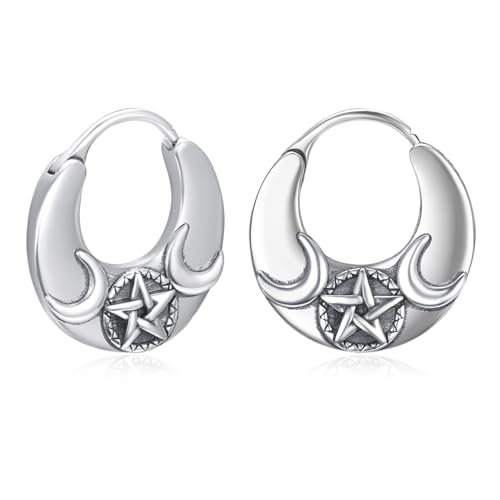 Aretes paganos de plata de ley con diseño de diosa wiccana