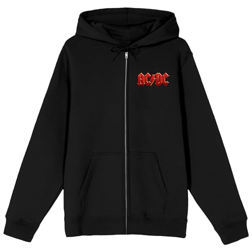 ACDC Angus Young with Horns Men's Black Zip Hoodie