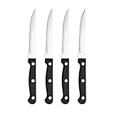 Farberware 5082881 4-Piece Stamped Triple Rivet High Carbon Stainless Steel Steak Knife Set, Black