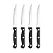 Farberware 5082881 4-Piece Stamped Triple Rivet High Carbon Stainless Steel Steak Knife Set, Black