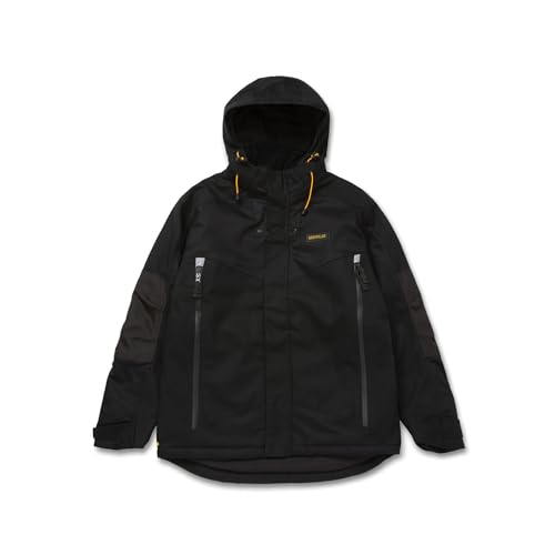 Cat Men's Triton Insulated Jackets with Waterproof Shell, 2-Way Front Zipper, and Removable Adjustable Hood, Black/Black - Large