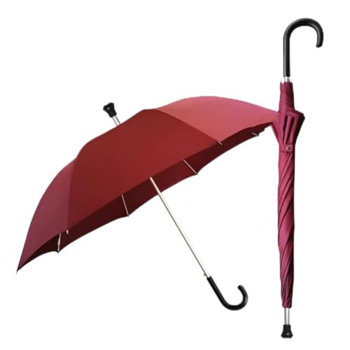 AVIITI Walking Stick Umbrella Lightweight Non Slip Long Handle Design Windproof Umbrella Cane Great Gift for Men Women Great Red 98cm/38inch