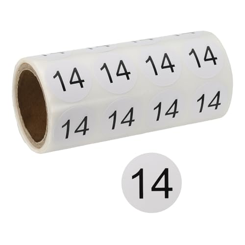 Autocollant numero 14 pour album photo et scrapbooking | 500 pastilles noires rondes
