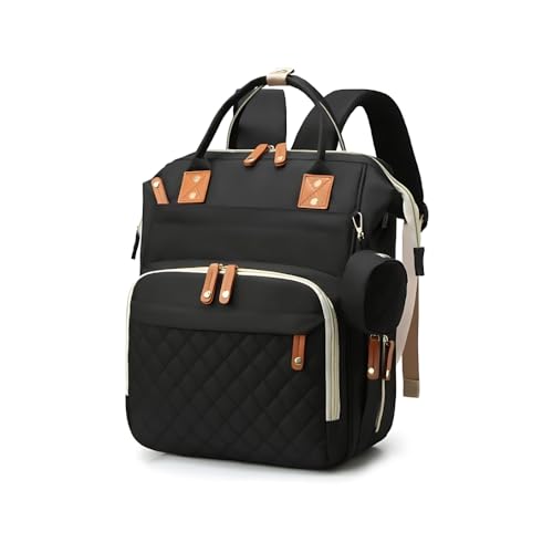 Mochila Maternidade Unissex Grande Capacidade Tecido Impermeável, Bolsos Térmicos para Mamadeira, Porta USB, Alças Acolchoadas Ideal Para Passeios, Viagens e Dia a Dia (Preto)