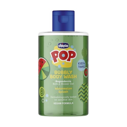Chicco POP Bubbly Bagnodoccia Anguria Splash, Bagnoschiuma per Bambini, Bagnoschiuma Profumato, Bagnodoccia Delicato, Formula Vegana, Dermatologicamente Testato, Per Pelli Sensibili, Profumato, 300 ml