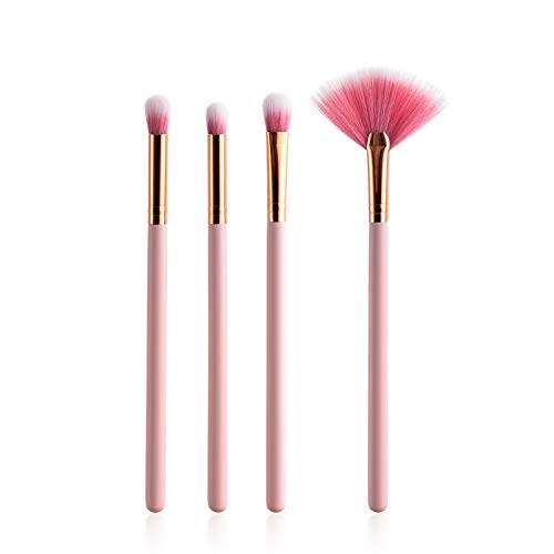 FEDBNET Juego de herramientas de maquillaje, 4/10 Brocha de maquillaje con mango de polvo, cepillo para abanico, herramientas de maquillaje