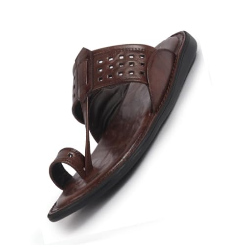 Image of FAUSTO Men Casual Outfit Kolhapuri Toe Ring Strap Ortho Slippers | Memory Cushioned Footbed | Ultra Lightweight and Comfort Slip On Slipper