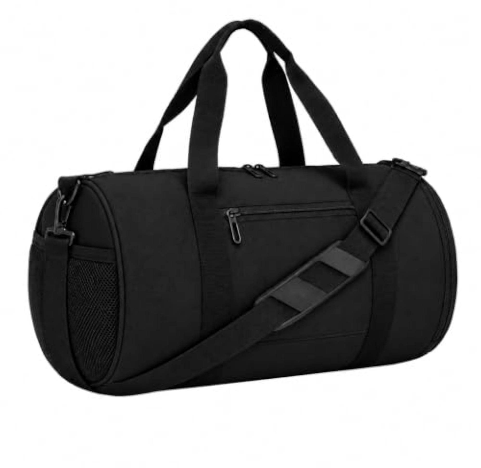Black Duffle Gym Bag with Shoe Compartment and Shoulder Strap