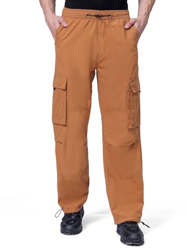 Image of The Indian Garage Co Men Relaxed Fit Solid Mid-Rise Elasticated Cargos