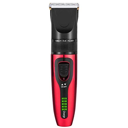 FENKOO Household Electric Hair Trimmer LCD Display Mute Hair Cutting Machine for Men Kids Baby,Hair Clipper-2020 (Color : Red)