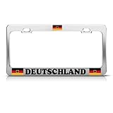 Qptimum Chrome GERMANY GERMAN Flag DEUTSCHLAND SOCCER Sport Racing Stainless Steel License Plate Fra