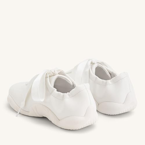 Arqa Lace-up Casual Ballet Sneakers for Women Breathable Lightweight Walking Satin Fabric Flat Sneakers Comfortable Outgoing Tennis Walking Shoes3