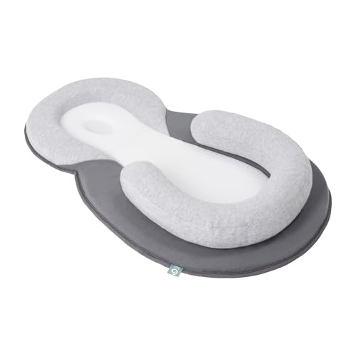 Babymoov SoCosy Baby Lounger for Newborn, Infant Support Cushion, Adjustable Leg Roll, Breathable Cotton, Grey