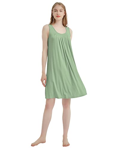 Image of GYS Cooling Bamboo Viscose Nightgowns for Women, Lightweight Sleeveless V Neck Sleep Shirt for Hot Sleepers, Soft Night dress