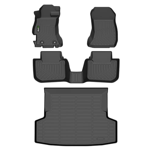 Image of HAFIDI Floor Mats & Cargo Liner for 2015-2021 Subaru WRX/WRX STi Full Set | Custom Fit, All Weather Protection, Non-Slip, Automotive Floor Liners, Raised Edge, Full Set Accessories, TPE, Black
