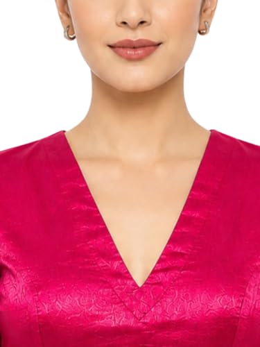 Image of Thevasa Women's Everyday Divine Depth V Neck Half Sleeves Blouse