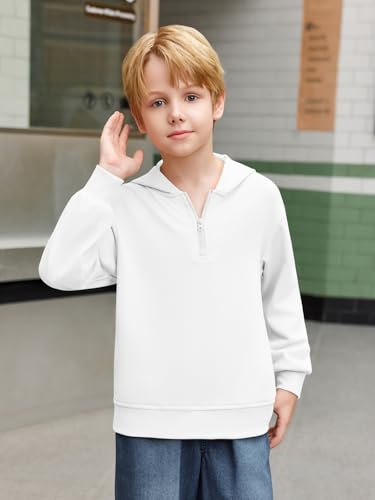 Haloumoning Boys Quarter Zip Hoodies Kids Long Sleeve Casual Pullover Sweatshirts Tops with Side Pockets 5-14 Years2
