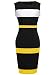 WOOSEA Women's Sleeveless Voguish Colorblock Stripe Cocktail Party Pencil Dress (Medium, Yellow)
