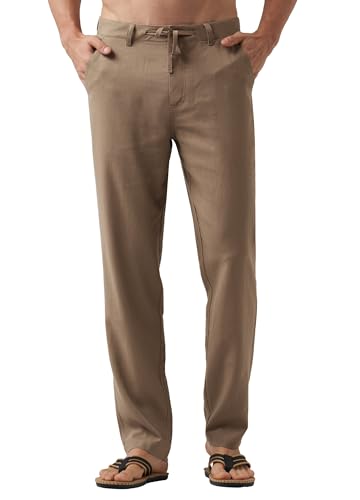 Image of Willit Men's Linen Pants Casual Lightweight Drawstring 29 inch 30 inch 32 inch