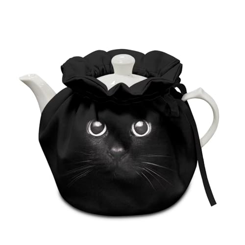 Xoenoiee Black Cat Pattern Tea Cozy Teapot Cover Thermal Insulation Tea Pot Cosy Teapot Cover for Home Kitchen Table Tea Kettle Covers Cozy Warmer