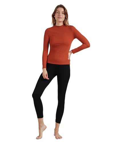 ADMAS Rib Perkins Langarmshirt für Damen, Kessel, Medium