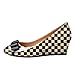 Esvowido Womens Heels Closed Round Toe Wedges Pumps Slip On Bows Low Heels Elegant Comfort Work Fashion Shoes Checkered-Beige US Size 8.5