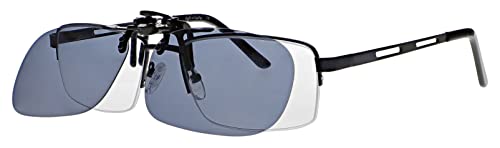 Polarized Clip on Flip up Plastic Sunglasses, Large Tru Rectangle, 60mm or 2.36in Wide X 38mm or 1.50" High (128mm or 5" Wide), Polarized Gray Lenses4
