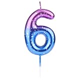 El paquete incluye: velas cumpleaños numeros de 1 pieza. Con color de gradiente púrpura a azul, se ve muy elegante y soñador.Muy adecuado para fiesta de cumpleaños, ceremonias de boda, etc.