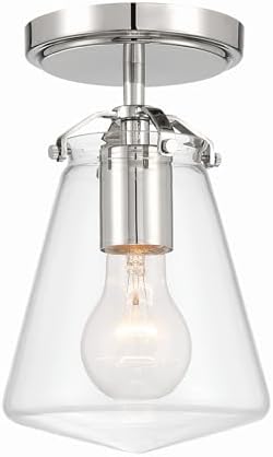 Crystorama Voss 1 Light Polished Nickel Semi Flush Mount with Clear Glass Shade