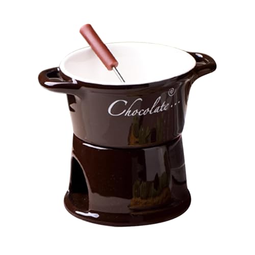 Opilroyn Taza Para Derretir Chocolate,Cerámica Derretir Calentador con Tenedor - Pequeña Taza De Fondue Hecho A Mano,Para San Valentín Fiesta Cumpleaños Boda Cena Postre Salsa Queso Parejas Familia