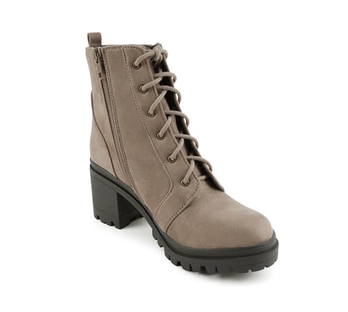 Image of Soda Indiana Women's Faux Leather Lace Up High Chunky Heel Ankle Booties