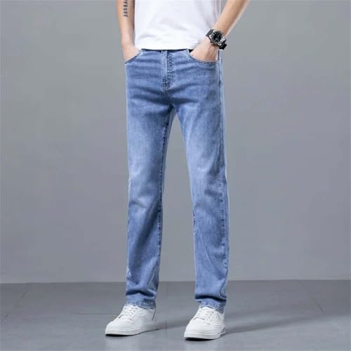 Men's Summer Classic Business Straight Jeans Casual Stretch Soft Distressed Denim Pants4