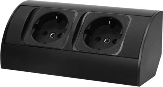 Multiprise de bureau - Prise d'angle en saillie - Fiche de distribution avec 2 prises - Prise de terre - Noir