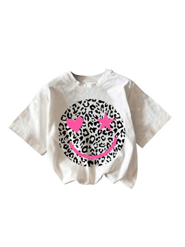 WDIRARA Girl's Leopard Graphic T Shirt Crew Neck Short Sleeve Tee Shirts Cute Tops