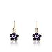 Little Miss Twin Stars Frosted Flowers 14k Gold-Plated Purple Flower Leverback Earring With Lavender Center