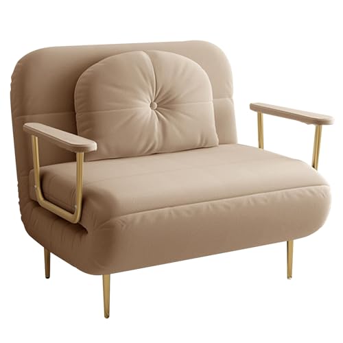 Silla cama convertible Sper – Sofá cama individual de tela suave transpirable con respaldo y reposabrazos ajustables – Piel plegable que ahorra espacio para habitaciones pequeñas y de invitados