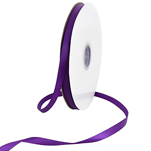 TONIFUL 3/8 Inch x 100yds Purple Satin Ribbon Thin Solid Fabric Ribbons Roll for Gift Wrapping Invitation Floral Hair Balloons Craft Sewing Party Wedding Popsicles Decoration Valentine's Day Bouquet