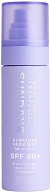 Naked Sundays Hydrating Glow Sunscreen Mist for Face SPF 50, 75ml | No White Cast, makeup setting spray with Hyaluronic Acid, Vitamin E, Kakadu Plum, Non-Greasy, Vegan & Cruelty-Free