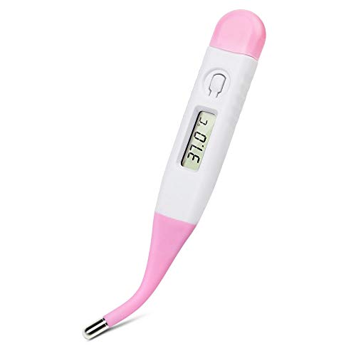 Vegena Thermomètre Bébé Digital, Thermomètre Médical Étanche Numérique Oral Axillaire Professionel pour Bébé Enfant Adulte, Avec Buzzer et Fonction Mémoire - Rose
