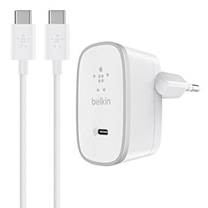 Belkin USB-C-Netzladegerät (mit USB-C-/USB-C-Kabel, 15 Watt, 3A, 1, m Kabel, geeignet für alle USB-C fähigen Smartphones wie Samsung Galaxy S8/S8+ und Tablets) weiß