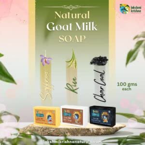 Image of Lakshmi Krishna Natural Combo of Goat Milk Soap-300g, || Luxurious Nourishing Soap with Goat Milk, Saffron, Rich, and Charcoal || Gentle for Daily Use
