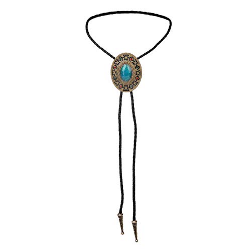 kowaku Turquesa Couro Bolo Tie Charm Liga Ocidental Cowboy Rodeo Pingente Gravata
