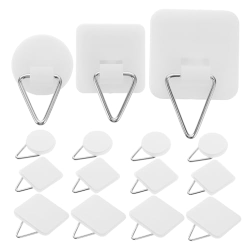 OFFSCH 30pcs Plastic Plate Hangers Adhesive Square Round Hooks Wall Plate Holders for Decor Easy Install Heavy Duty