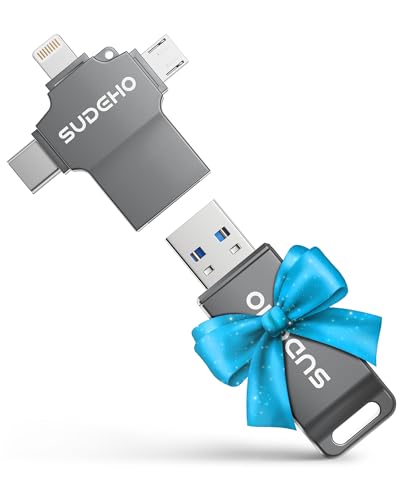 MFi Certified Photo Stick 128GB USB Flash Drive for iPhone, 4 in 1 External Memory Thumb Drive for...